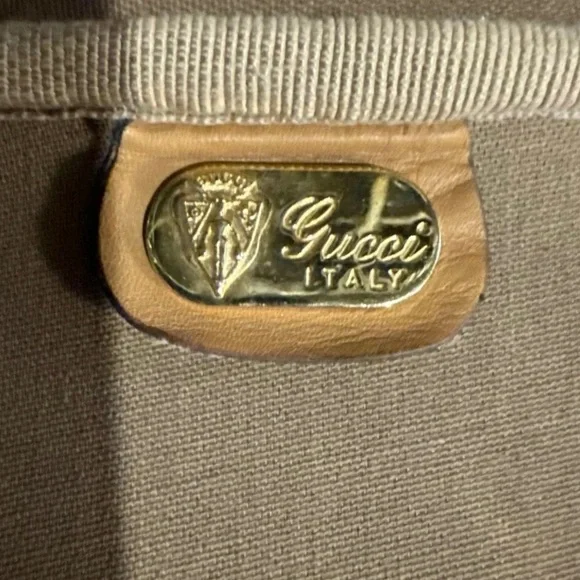 GUCCI Micro GG Sherry Line Soft Sided Canvas and Leather Suitcase Vintage